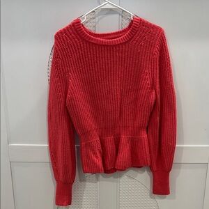 Banana Republic Pink Chunky Knit Peplum Sweater